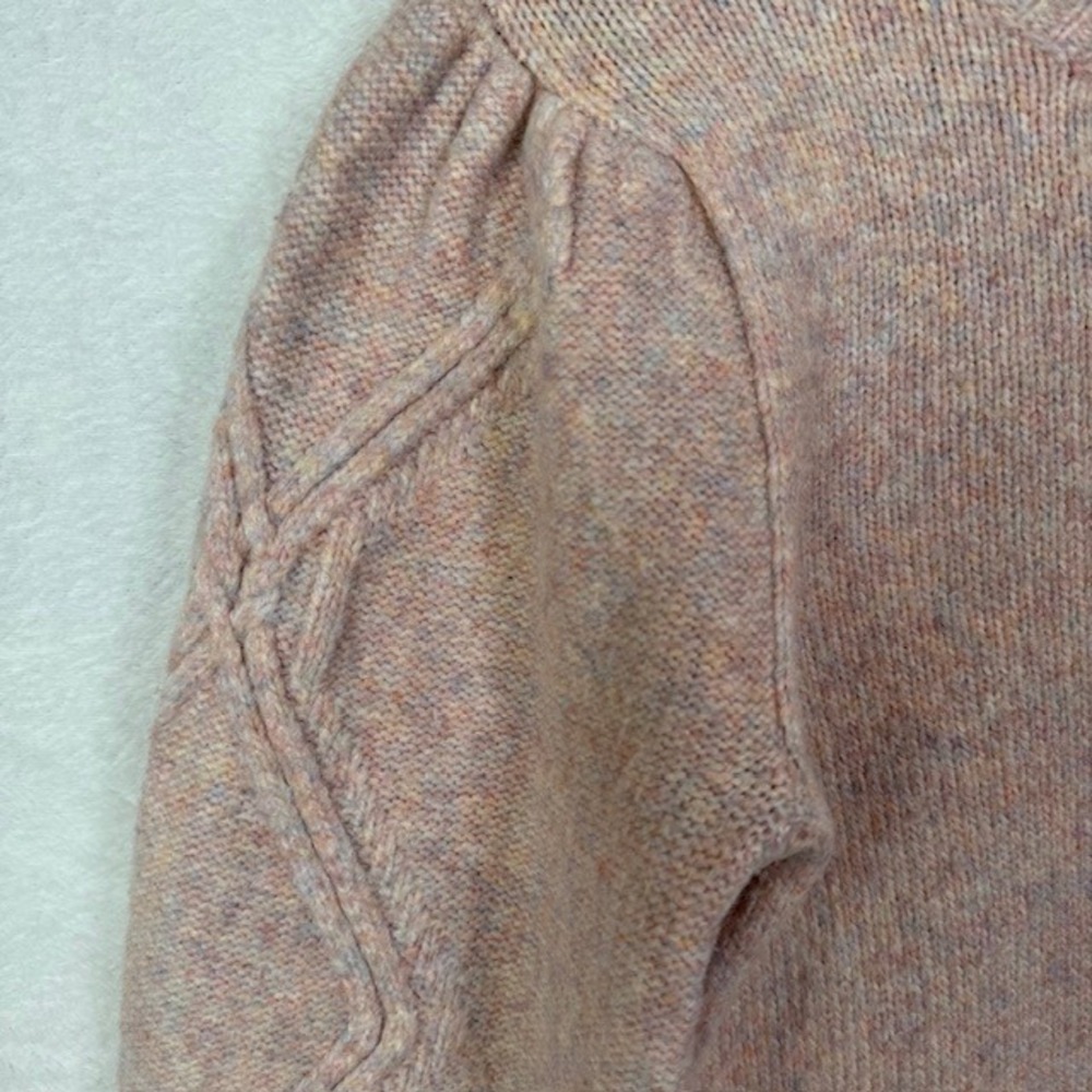 Gentle Fawn Pink Marl Puff Sleeve Cable Knit Sweater XS - Picture 3 of 11